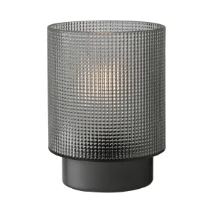 HESTIA BATTERY OPERATED TEXTURED GLASS LAMP WITH SILVER BASE 12CM X 16CM