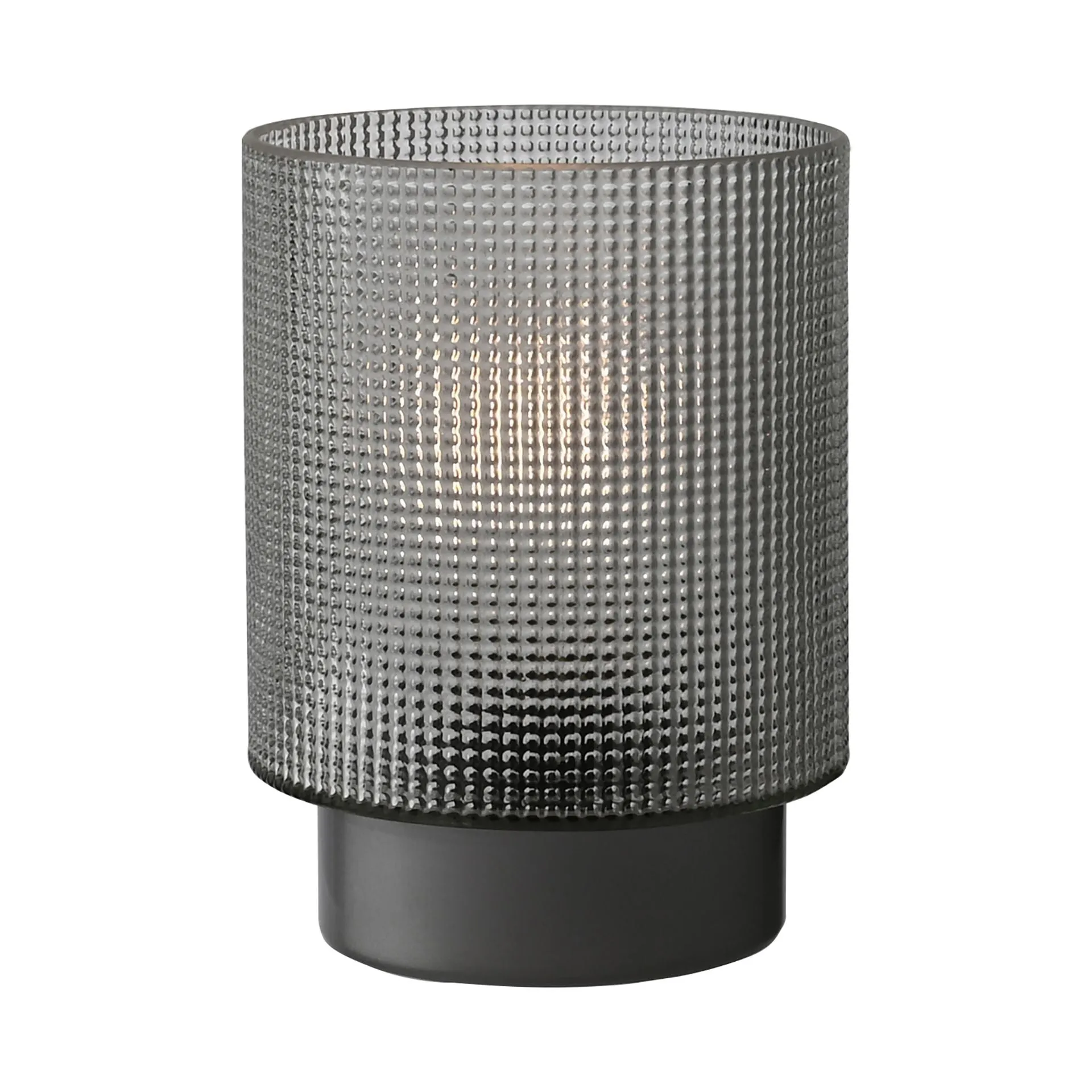 HESTIA BATTERY OPERATED TEXTURED GLASS LAMP WITH SILVER BASE 12CM X 16CM