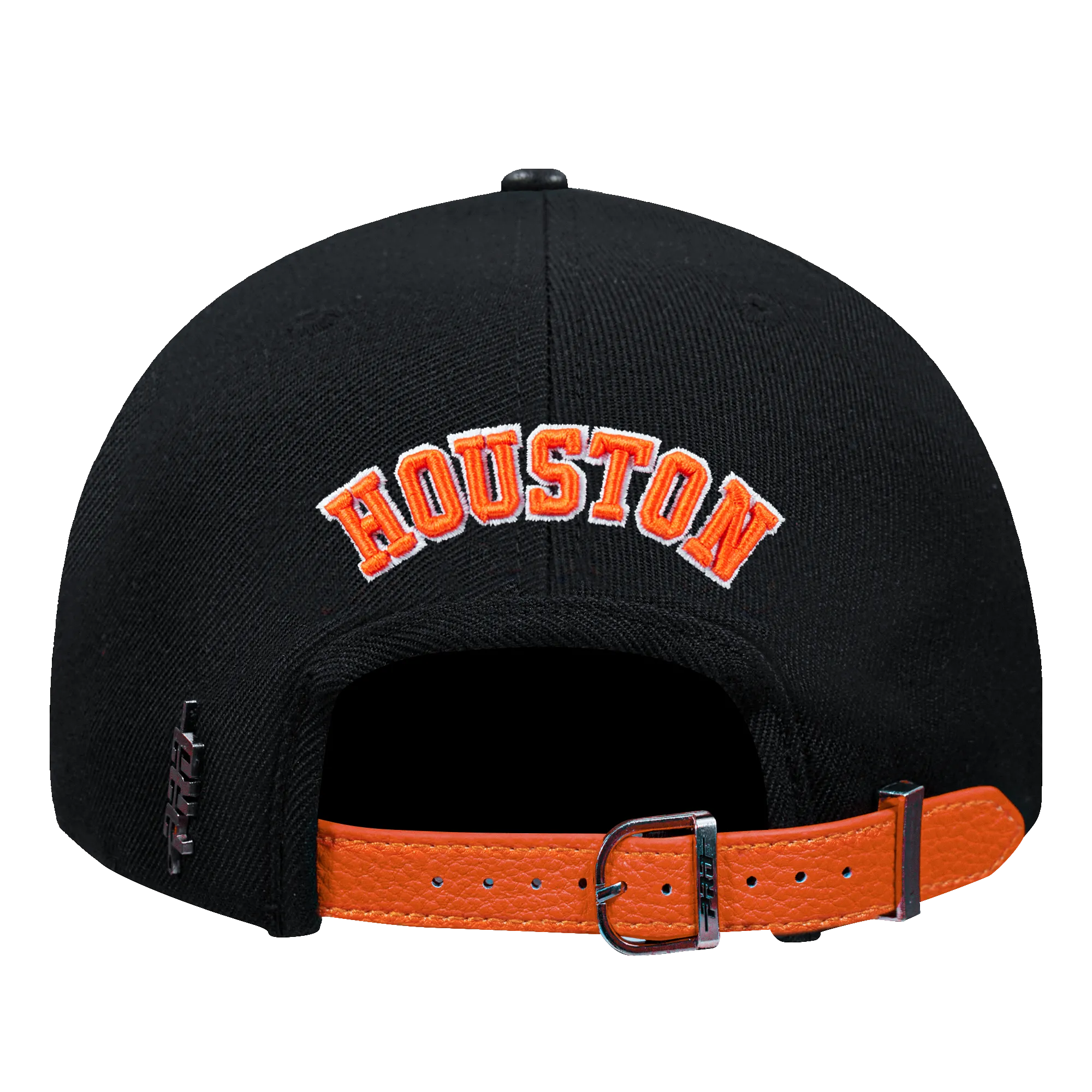 HOUSTON ASTROS DIY PICK STITCH LEATHER PINCH FRONT STRAPBACK (BLACK)