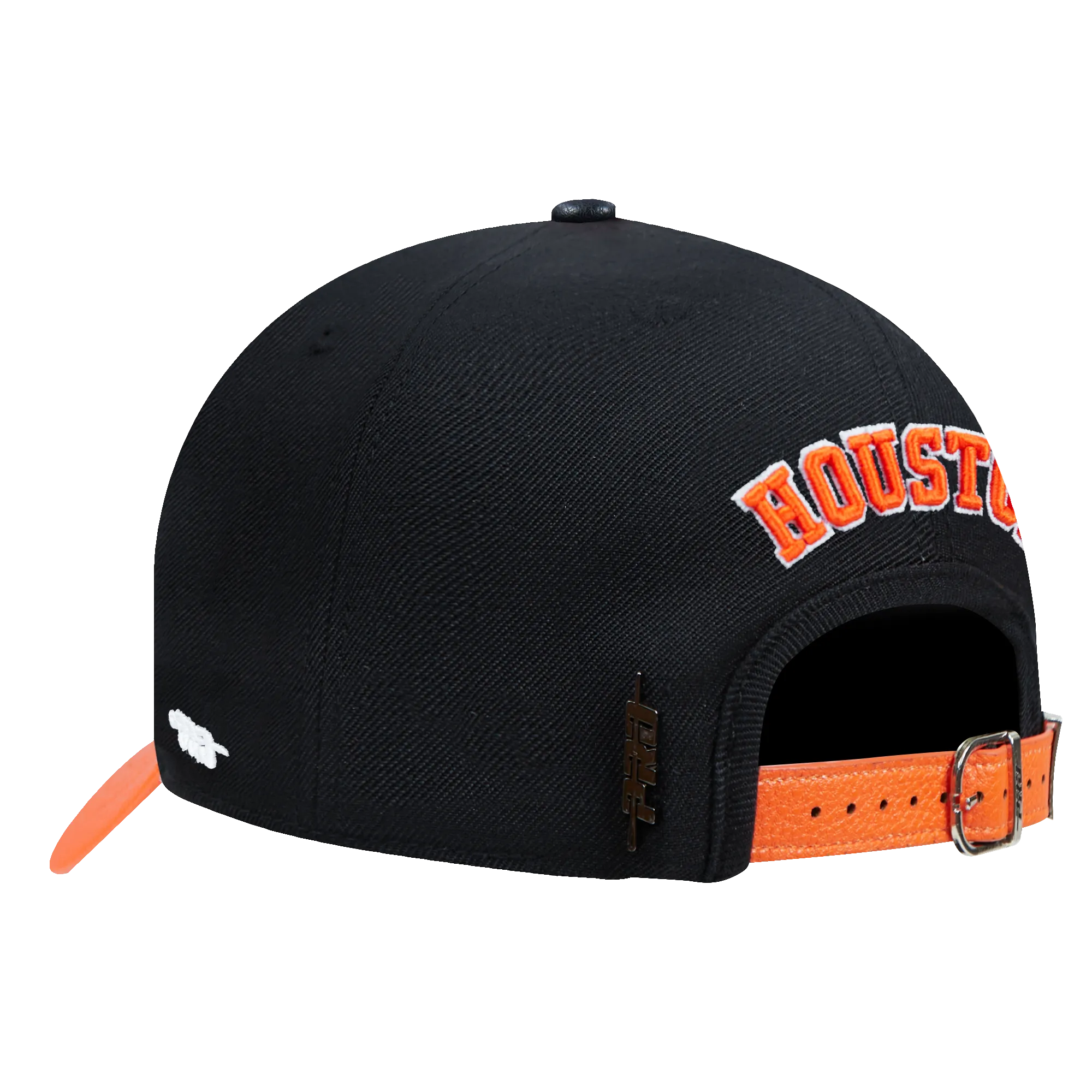 HOUSTON ASTROS DIY PICK STITCH LEATHER PINCH FRONT STRAPBACK (BLACK)
