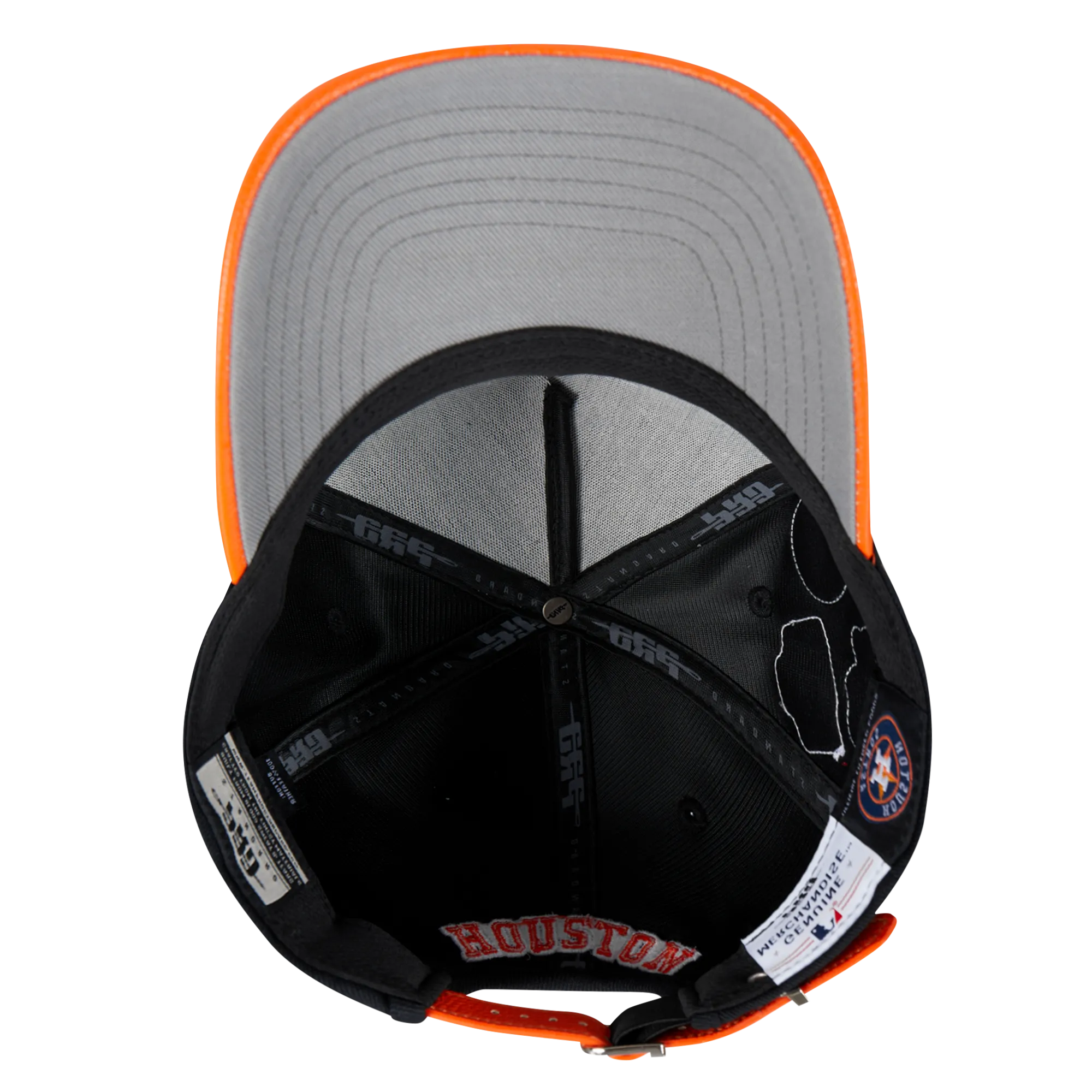 HOUSTON ASTROS DIY PICK STITCH LEATHER PINCH FRONT STRAPBACK (BLACK)