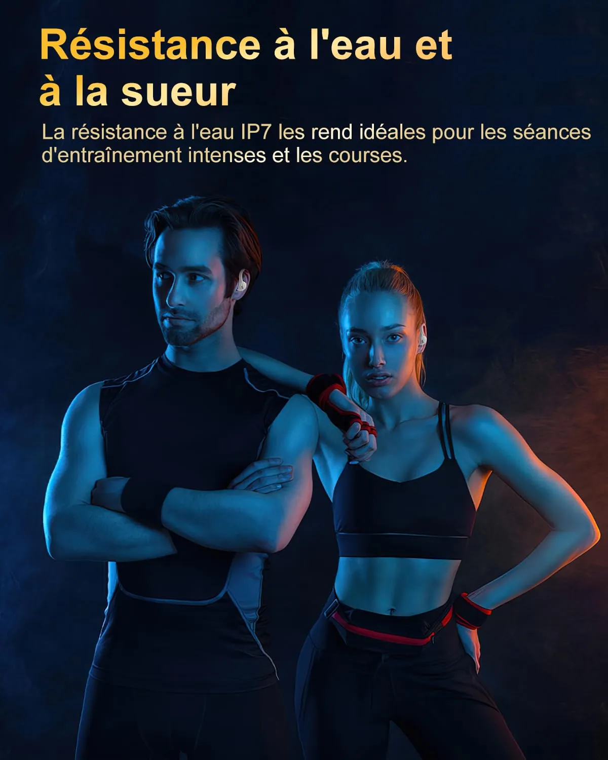 Jesebang Ecouteurs Bluetooth sans Fil Sport, 2024 couteur Bluetooth 5.3 HiFi Stro, Ecouteurs sans Fil avec ENC Mic, Oreillette Bluetooth Running IP7 tanche, 40H Casque Bluetooth cran LED, Noir