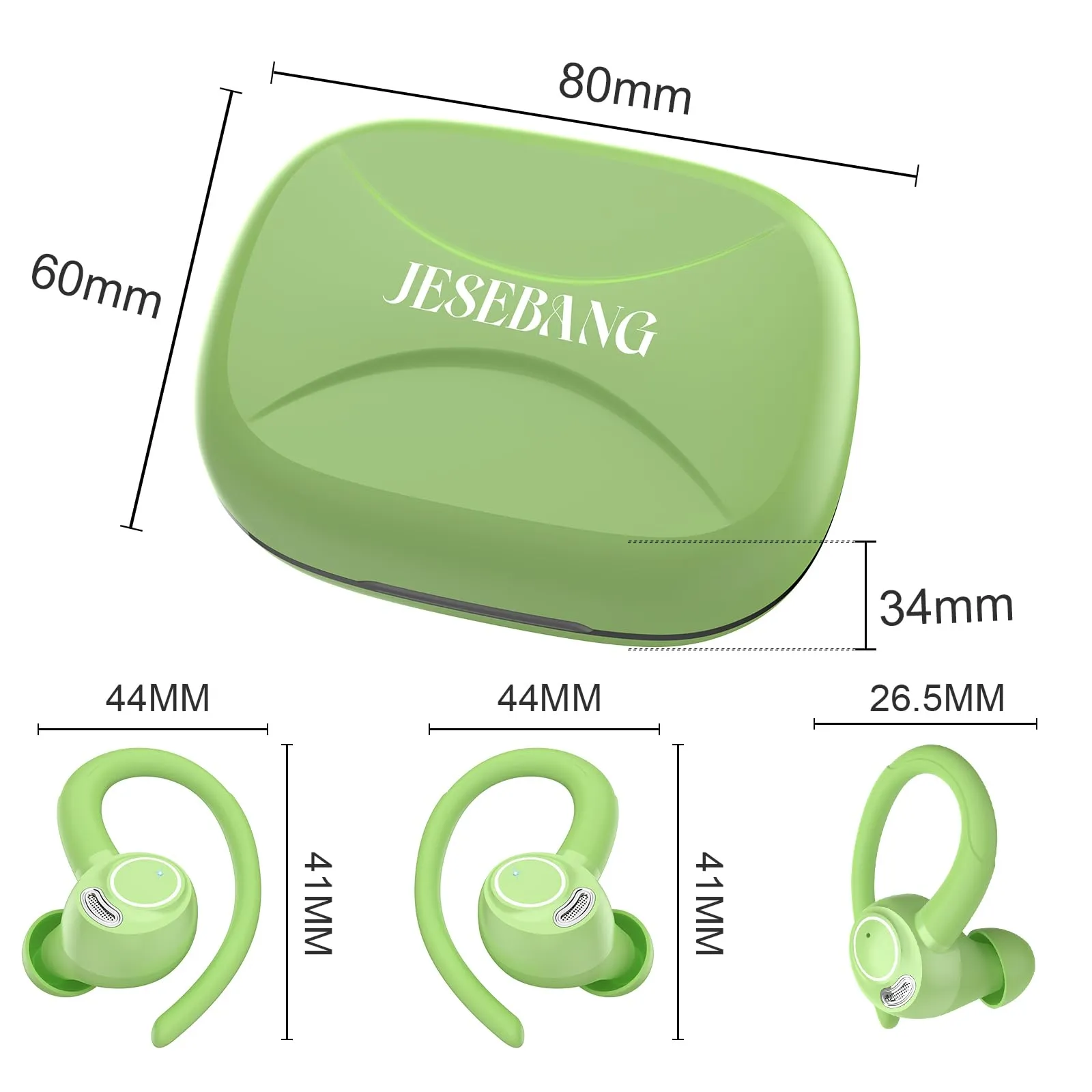 Jesebang Ecouteurs Bluetooth sans Fil Sport, 2024 couteur Bluetooth 5.3 HiFi Stro, Ecouteurs sans Fil avec ENC Mic, Oreillette Bluetooth Running IP7 tanche, 40H Casque Bluetooth cran LED, Noir