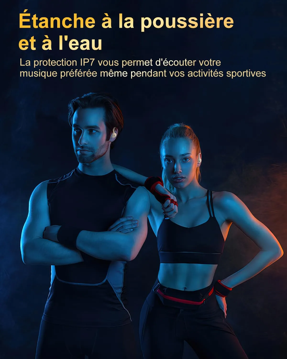 Jesebang Ecouteurs Bluetooth sans Fil Sport, 2024 couteur Bluetooth 5.3 HiFi Stro, Ecouteurs sans Fil avec ENC Mic, Oreillette Bluetooth Running IP7 tanche, 40H Casque Bluetooth cran LED, Noir