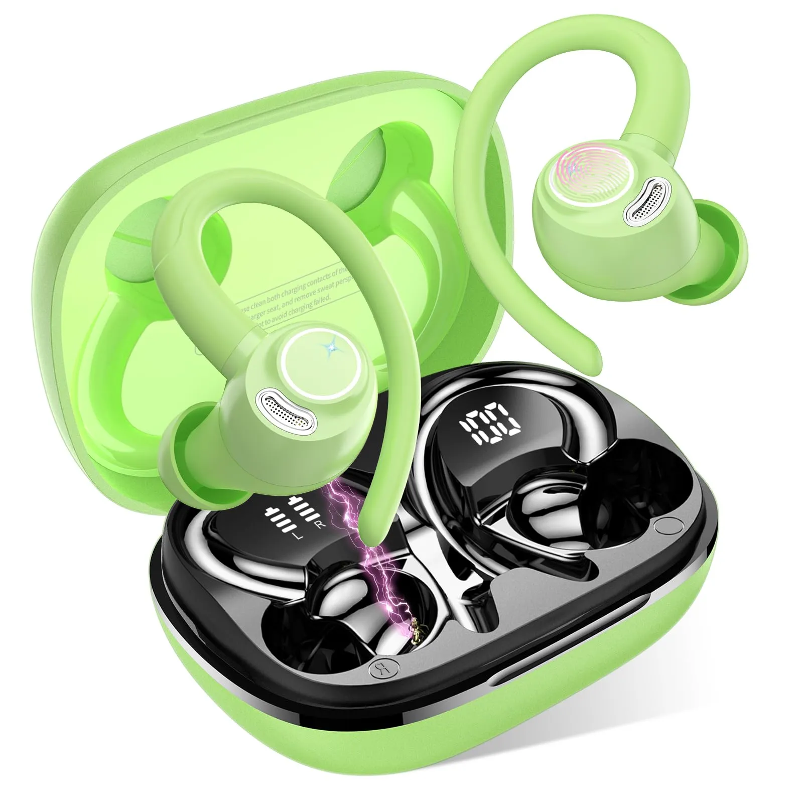 Jesebang Ecouteurs Bluetooth sans Fil Sport, 2024 couteur Bluetooth 5.3 HiFi Stro, Ecouteurs sans Fil avec ENC Mic, Oreillette Bluetooth Running IP7 tanche, 40H Casque Bluetooth cran LED, Noir