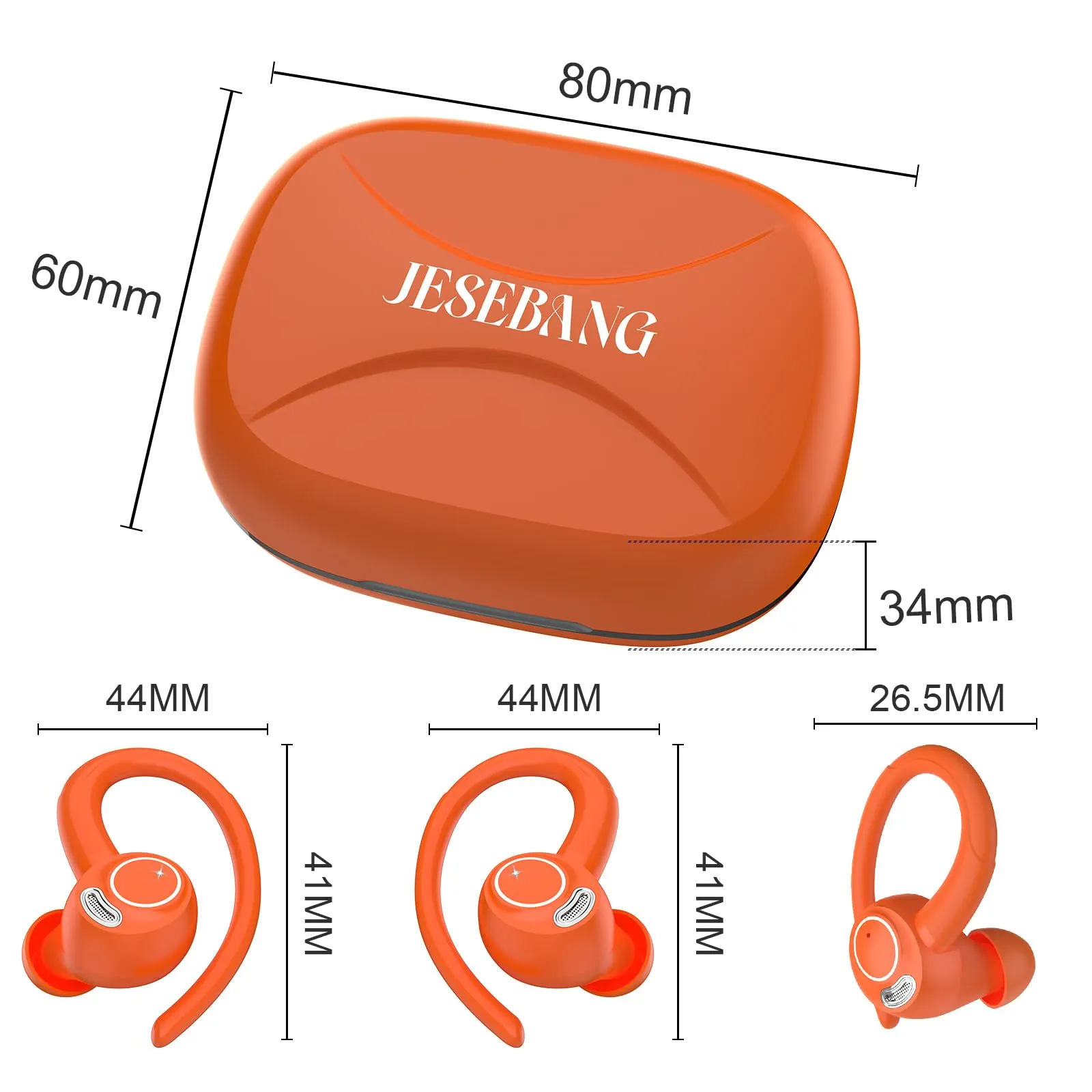 Jesebang Ecouteurs Bluetooth sans Fil Sport, 2024 couteur Bluetooth 5.3 HiFi Stro, Ecouteurs sans Fil avec ENC Mic, Oreillette Bluetooth Running IP7 tanche, 40H Casque Bluetooth cran LED, Noir