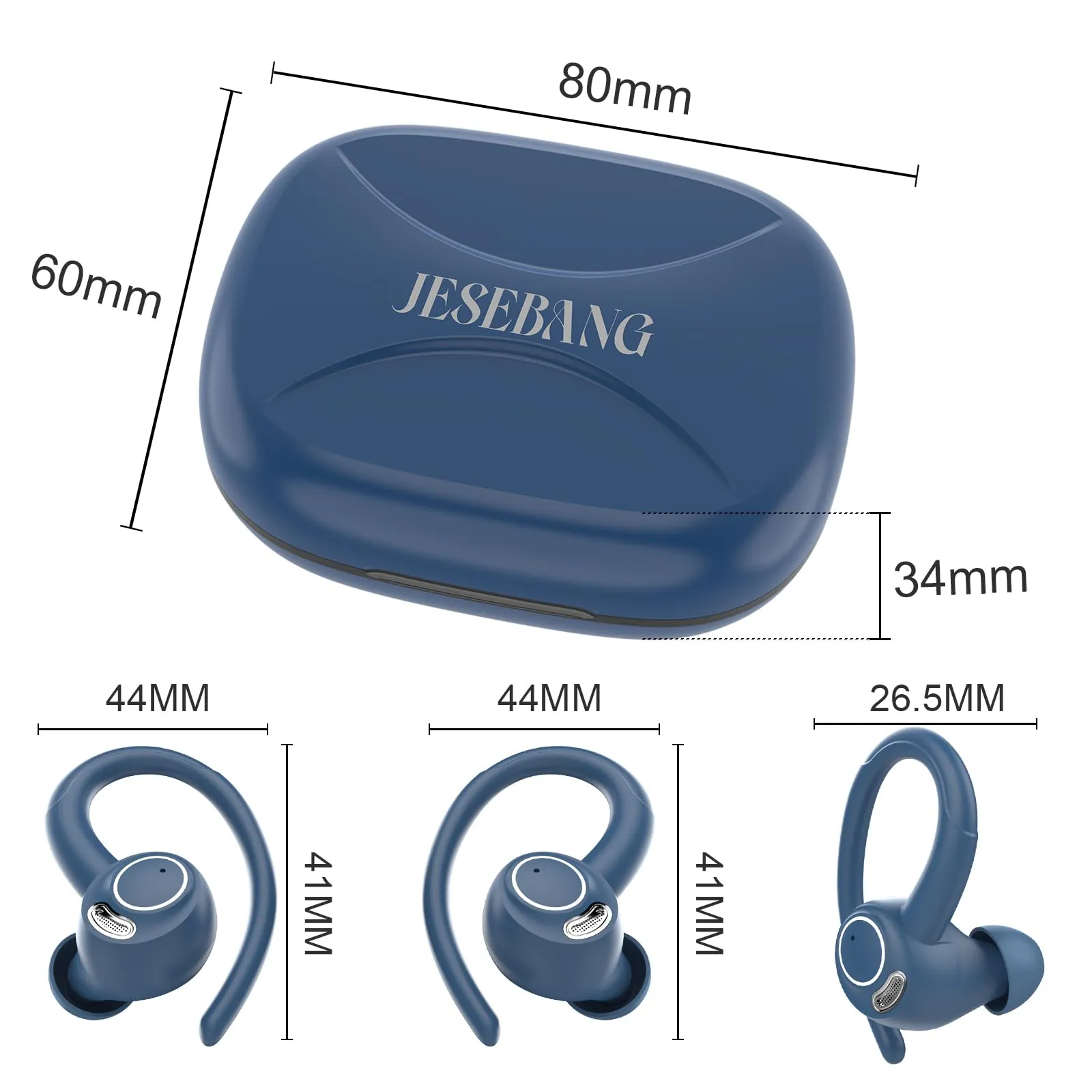 Jesebang Ecouteurs Bluetooth sans Fil Sport, 2024 couteur Bluetooth 5.3 HiFi Stro, Ecouteurs sans Fil avec ENC Mic, Oreillette Bluetooth Running IP7 tanche, 40H Casque Bluetooth cran LED, Noir