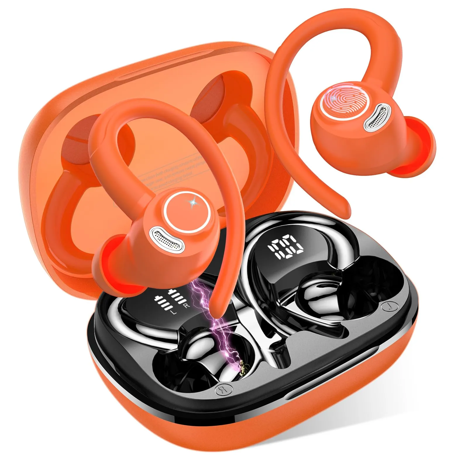 Jesebang Ecouteurs Bluetooth sans Fil Sport, 2024 couteur Bluetooth 5.3 HiFi Stro, Ecouteurs sans Fil avec ENC Mic, Oreillette Bluetooth Running IP7 tanche, 40H Casque Bluetooth cran LED, Noir