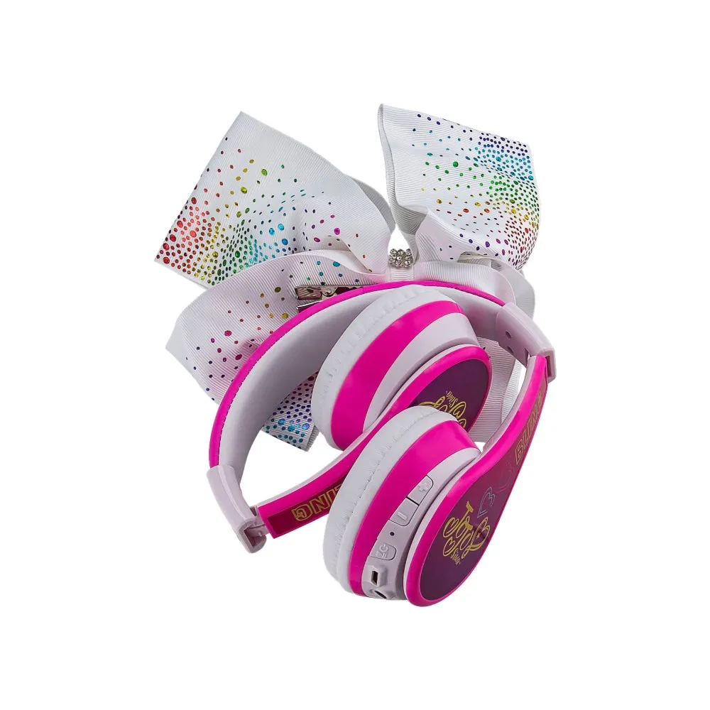KIDdesigns Jojo Siwa Kid Safe Wireless Bluetooth Kids Headphones - White/Pink