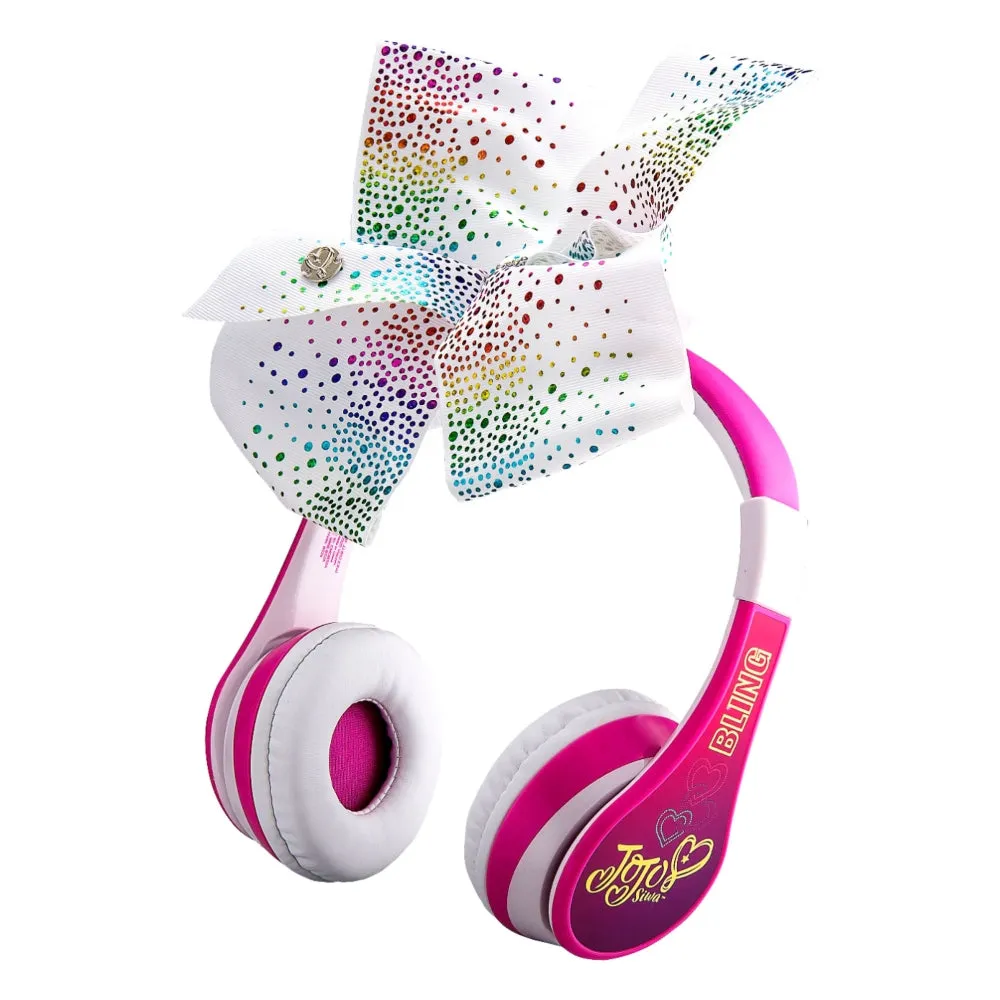 KIDdesigns Jojo Siwa Kid Safe Wireless Bluetooth Kids Headphones - White/Pink