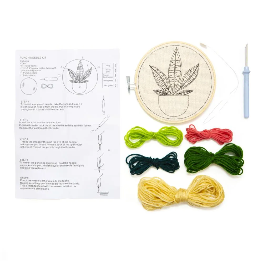 Kikkerland Mini Punch Needle Kit - Houseplant
