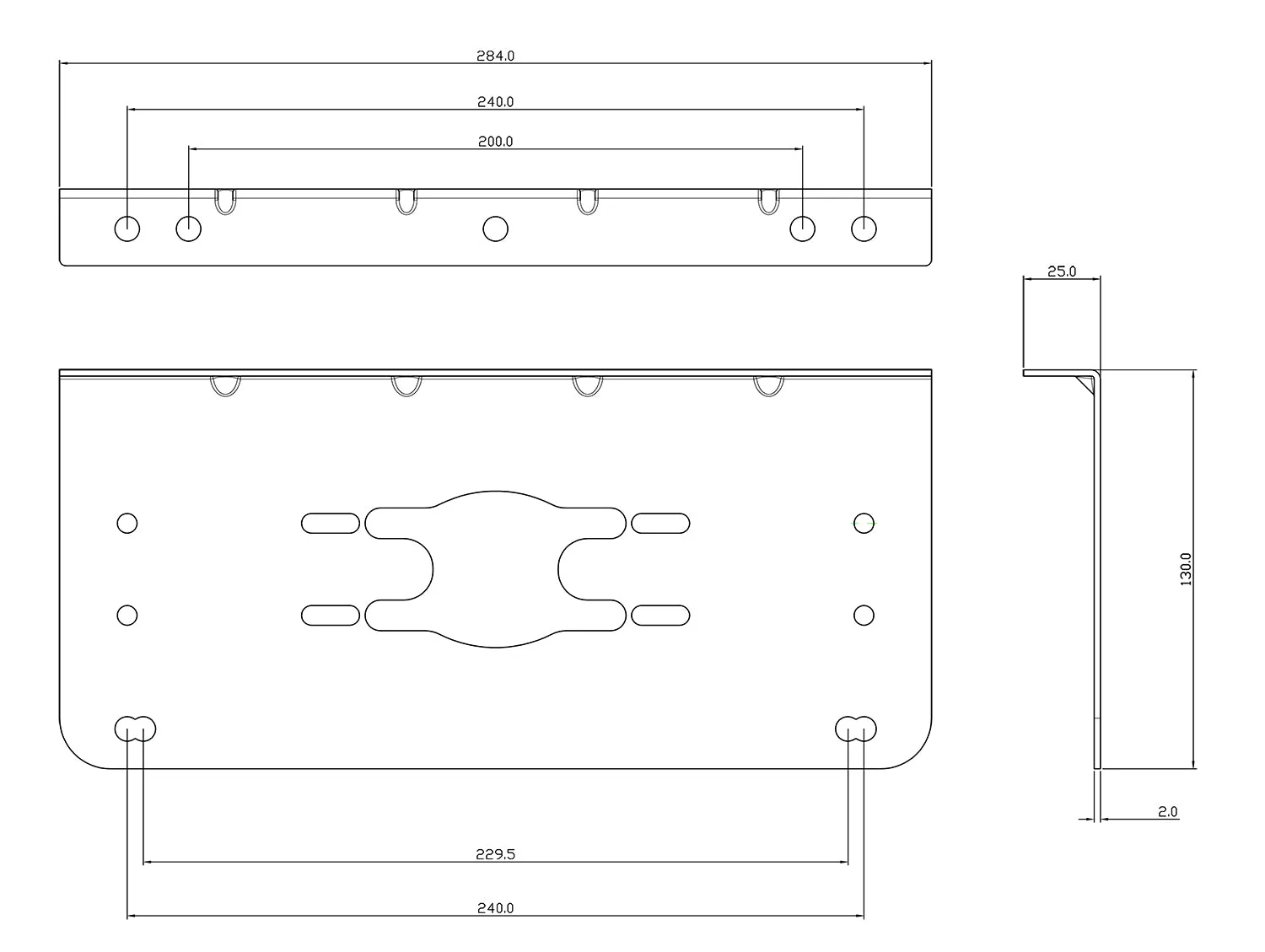 LED Autolamps MFBKT Multi Fit Right Angle Bracket - Suits 80, 275, 280, 282, 283 and 284 Series Lamps