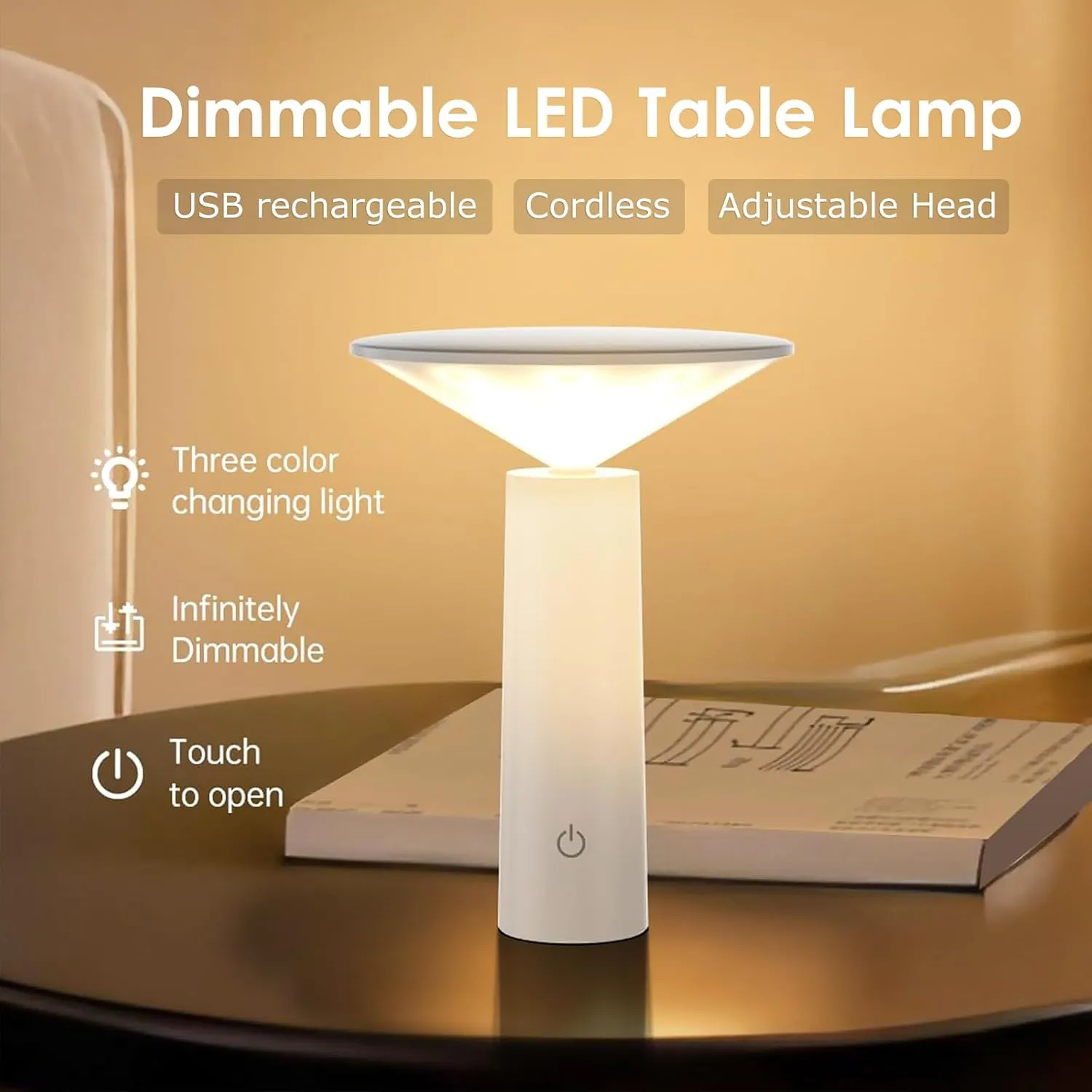 LED Simple Atmosphere Table Lamp, Creative European Style Table Lamp, USB Charging Creative Decoration Restaurant Bedside Night Light