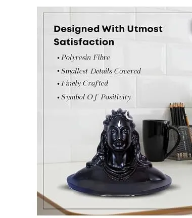 Lord Shiva 4.5 inch Adiyogi Shiva Statue for Car Dash Board, Pooja & Gift, Mahadev Murti, Idol, Lord Adiyogi Shankara for Home & Office Decor, Pack of 1