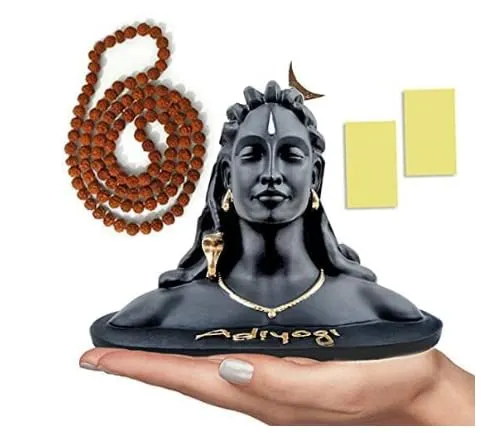Lord Shiva 4.5 inch Adiyogi Shiva Statue for Car Dash Board, Pooja & Gift, Mahadev Murti, Idol, Lord Adiyogi Shankara for Home & Office Decor, Pack of 1