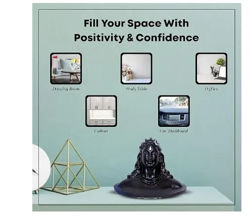 Lord Shiva 4.5 inch Adiyogi Shiva Statue for Car Dash Board, Pooja & Gift, Mahadev Murti, Idol, Lord Adiyogi Shankara for Home & Office Decor, Pack of 1