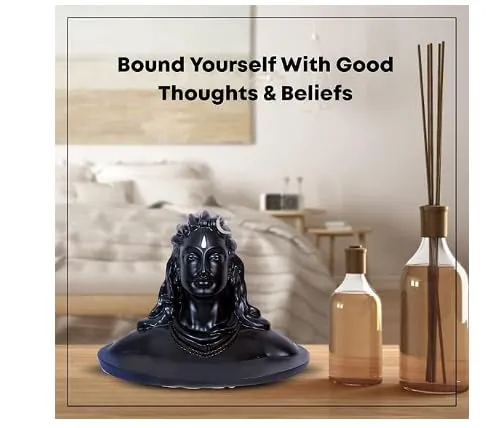 Lord Shiva 4.5 inch Adiyogi Shiva Statue for Car Dash Board, Pooja & Gift, Mahadev Murti, Idol, Lord Adiyogi Shankara for Home & Office Decor, Pack of 1