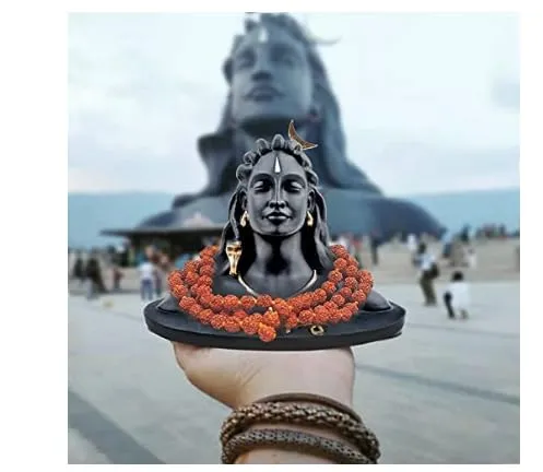 Lord Shiva 4.5 inch Adiyogi Shiva Statue for Car Dash Board, Pooja & Gift, Mahadev Murti, Idol, Lord Adiyogi Shankara for Home & Office Decor, Pack of 1