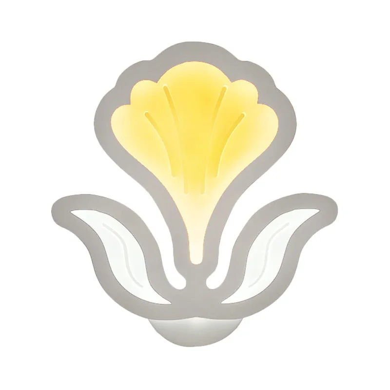 Modern White LED Wall Sconce: Floral Acrylic Light for Child's Bedroom