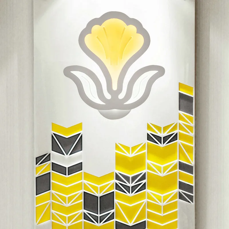 Modern White LED Wall Sconce: Floral Acrylic Light for Child's Bedroom