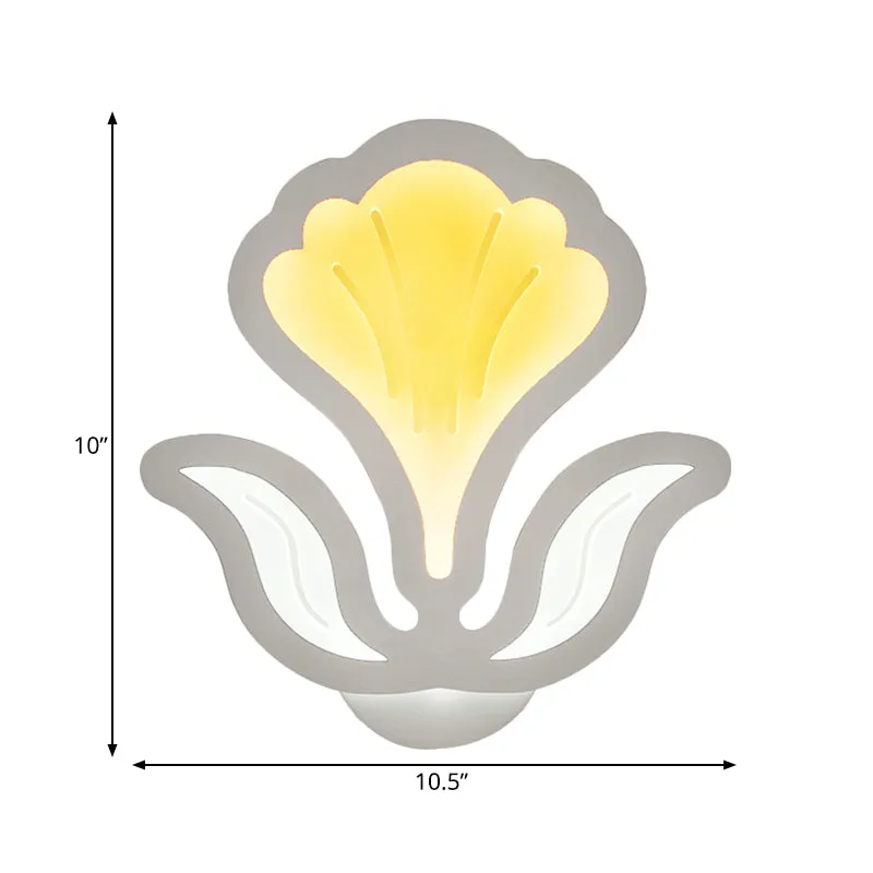 Modern White LED Wall Sconce: Floral Acrylic Light for Child's Bedroom
