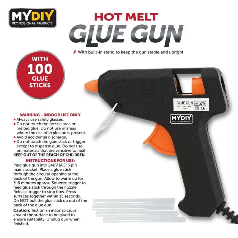 My DIY Hot Glue Gun with 100x 7MM Glue Gun Sticks & Built-in Safety Stand Fast Heating DIY Glue Gun Anti Drip Nozzle Mini Melt Gun for Crafting, Art, Sealing, Home Repairs 10W Energy Efficient