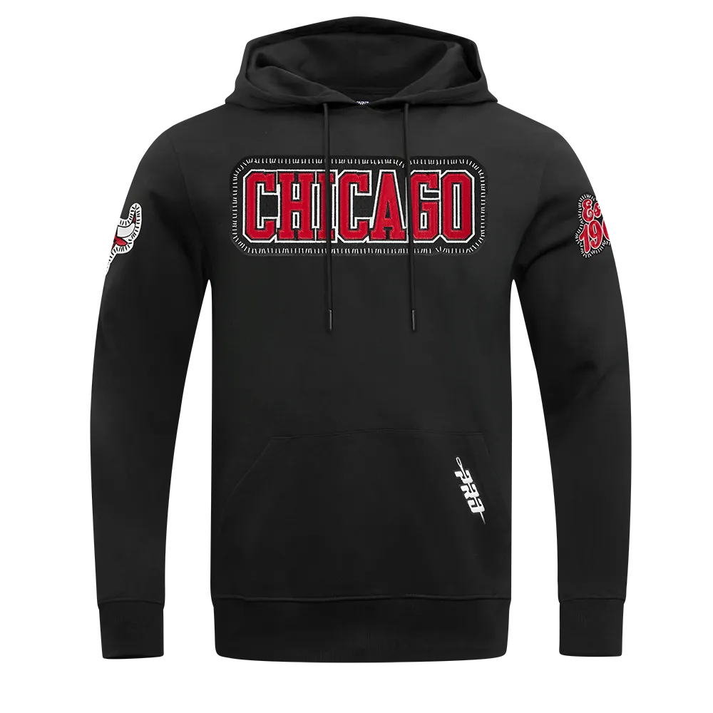 NBA CHICAGO BULLS DIY PICK STITCH MEN'S DOUBLE KNIT PULLOVER HOODIE (BLACK)