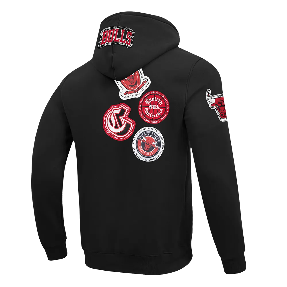 NBA CHICAGO BULLS DIY PICK STITCH MEN'S DOUBLE KNIT PULLOVER HOODIE (BLACK)