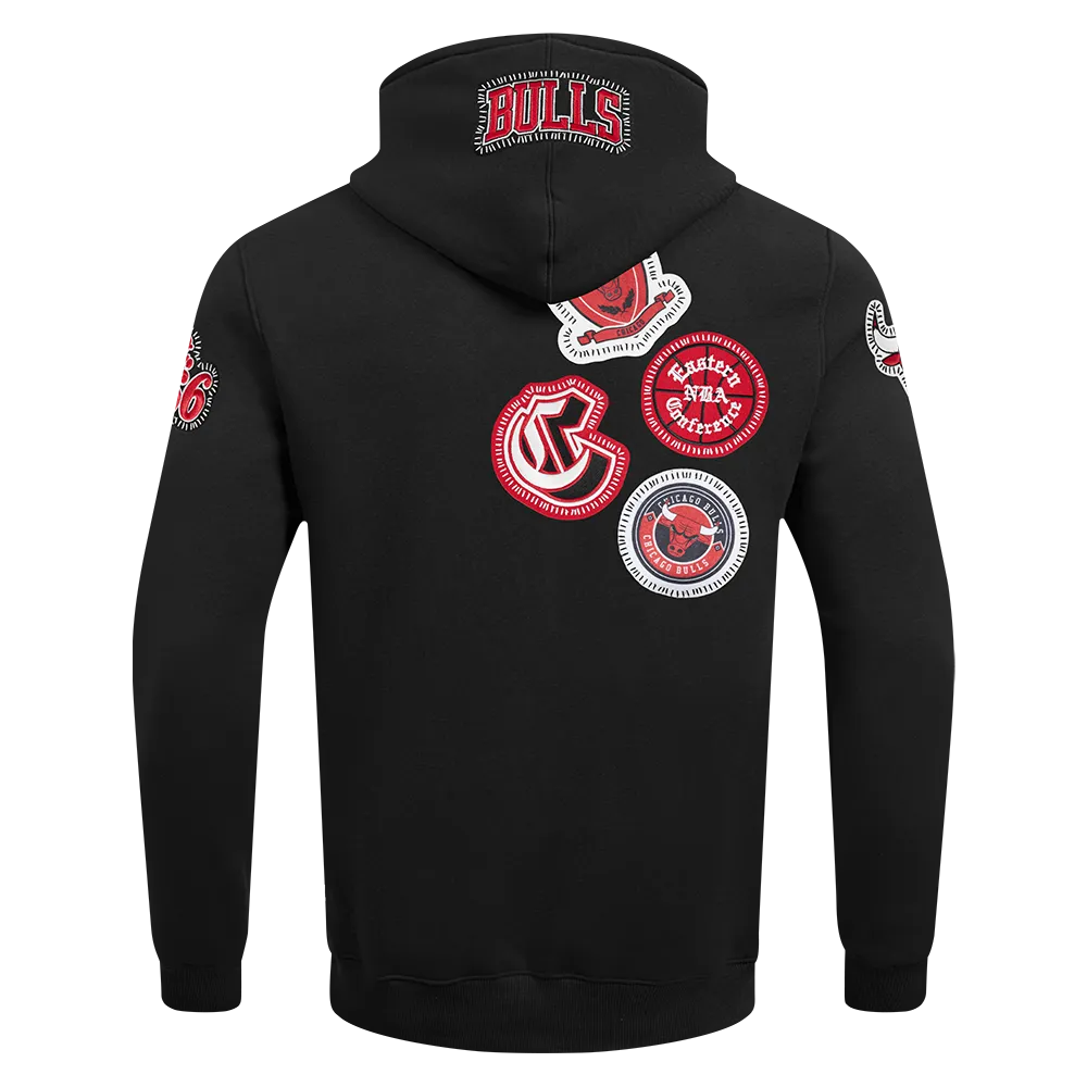 NBA CHICAGO BULLS DIY PICK STITCH MEN'S DOUBLE KNIT PULLOVER HOODIE (BLACK)