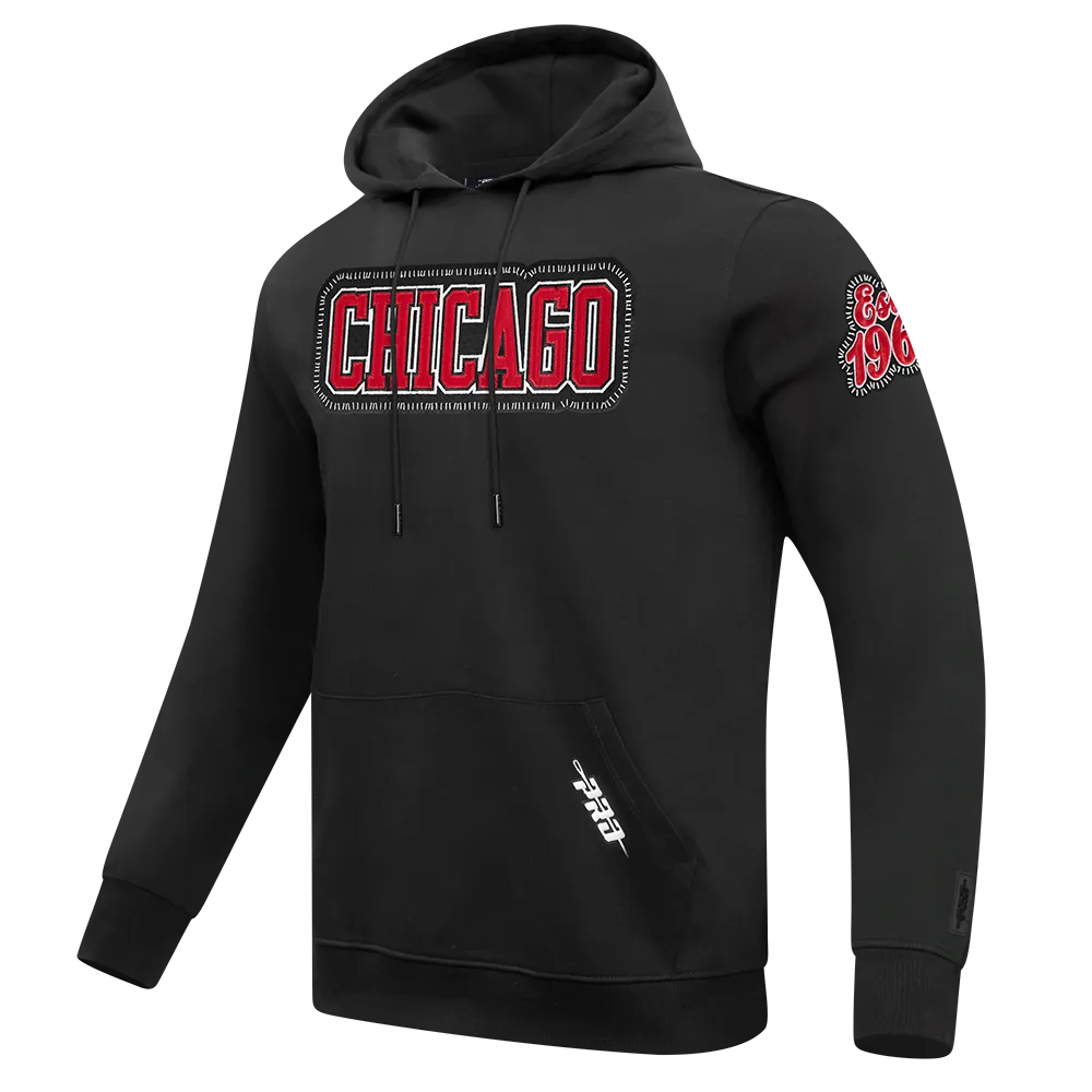 NBA CHICAGO BULLS DIY PICK STITCH MEN'S DOUBLE KNIT PULLOVER HOODIE (BLACK)