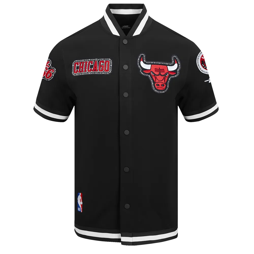 NBA CHICAGO BULLS DIY PICK STITCH MEN'S DOUBLE KNIT SHORT SLEEVE JACKET (BLACK)