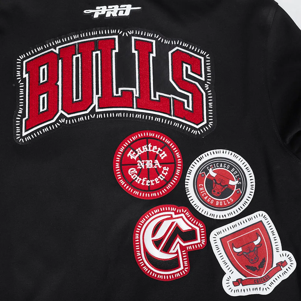 NBA CHICAGO BULLS DIY PICK STITCH MEN'S DOUBLE KNIT SHORT SLEEVE JACKET (BLACK)