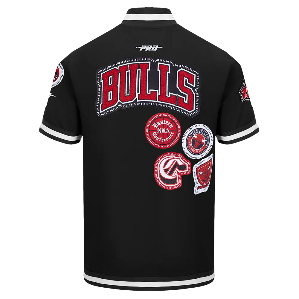 NBA CHICAGO BULLS DIY PICK STITCH MEN'S DOUBLE KNIT SHORT SLEEVE JACKET (BLACK)