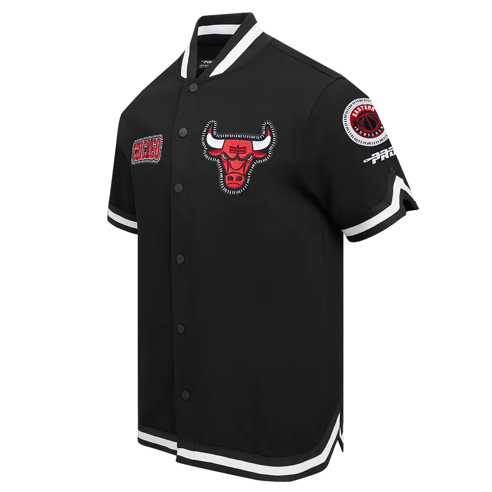 NBA CHICAGO BULLS DIY PICK STITCH MEN'S DOUBLE KNIT SHORT SLEEVE JACKET (BLACK)