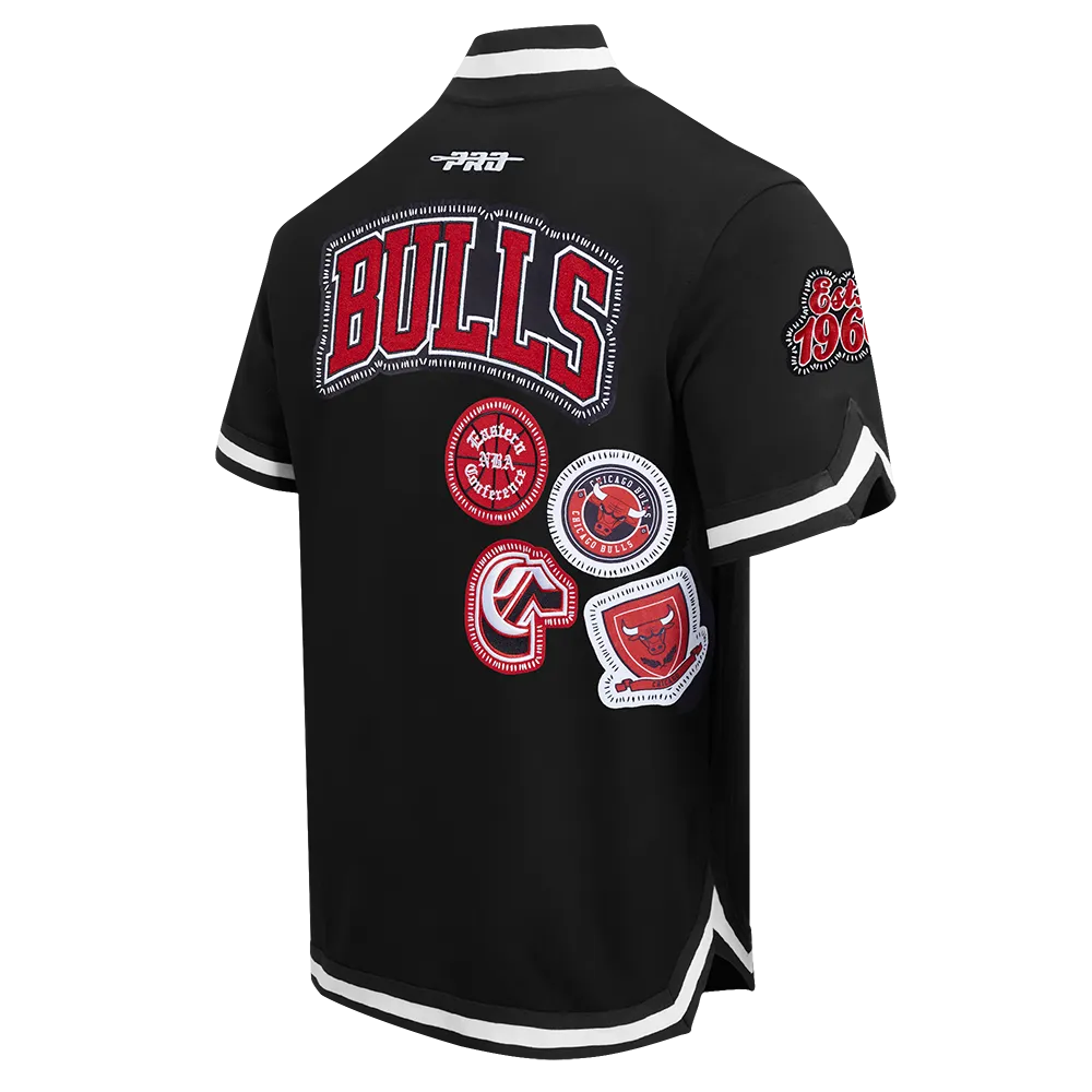 NBA CHICAGO BULLS DIY PICK STITCH MEN'S DOUBLE KNIT SHORT SLEEVE JACKET (BLACK)