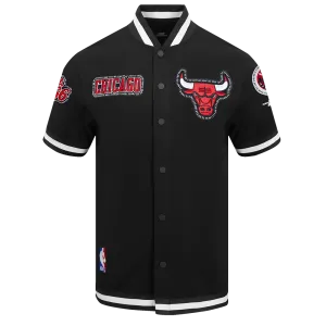NBA CHICAGO BULLS DIY PICK STITCH MEN'S DOUBLE KNIT SHORT SLEEVE JACKET (BLACK)