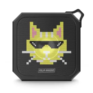 Ninja Dragons Cat with Sunglasses Retro Pixel Waterproof Bluetooth Speaker