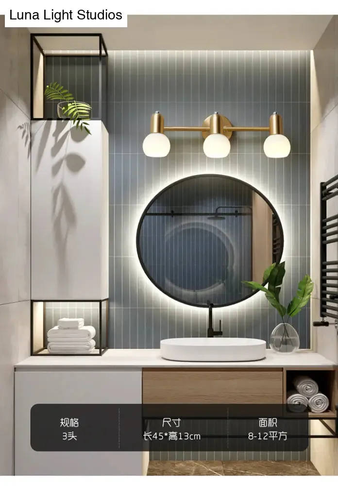 Nordic Luxury Metal Vanity Mirror Lights - Down Lighting Bath Vanity Lighting with Glass Shade