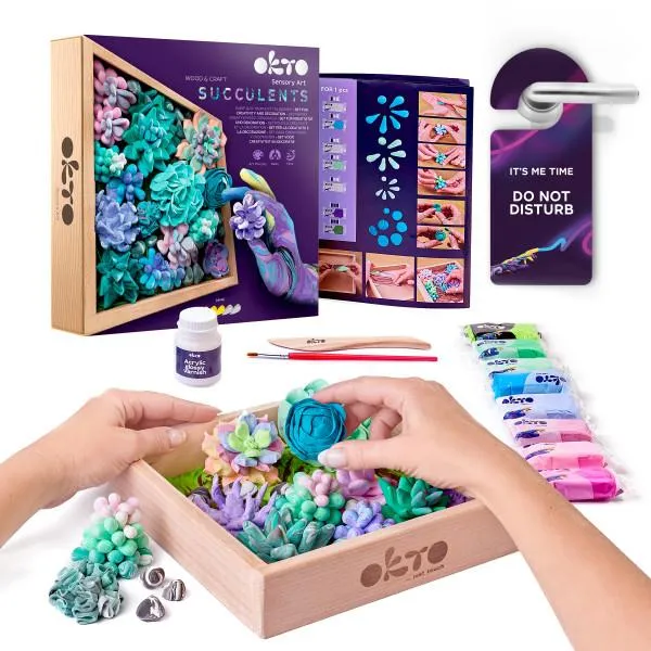 OKTO DIY Wood & Craft Flower Clay Kit - Succulents: Tenderness