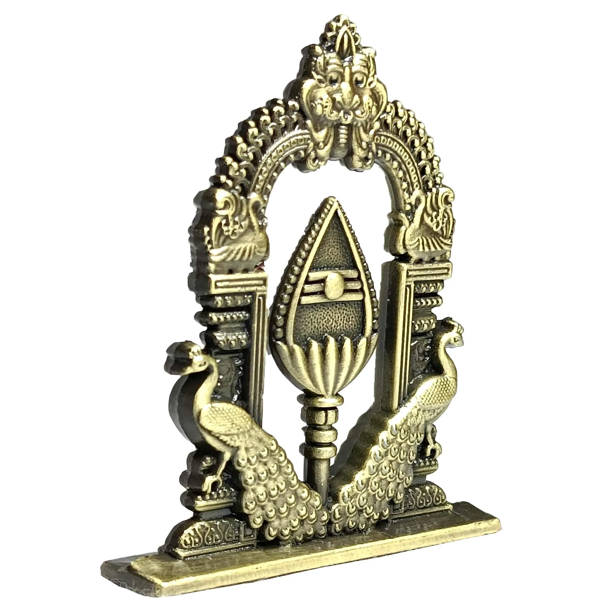 Om vel with Double Side Peacock and Arch | om Idol for car Dashboard | Pooja Room and Office Room | Vel with Stand | Lord Murugan OM Vel for Decorative and Gift Item (Size: 6cm)