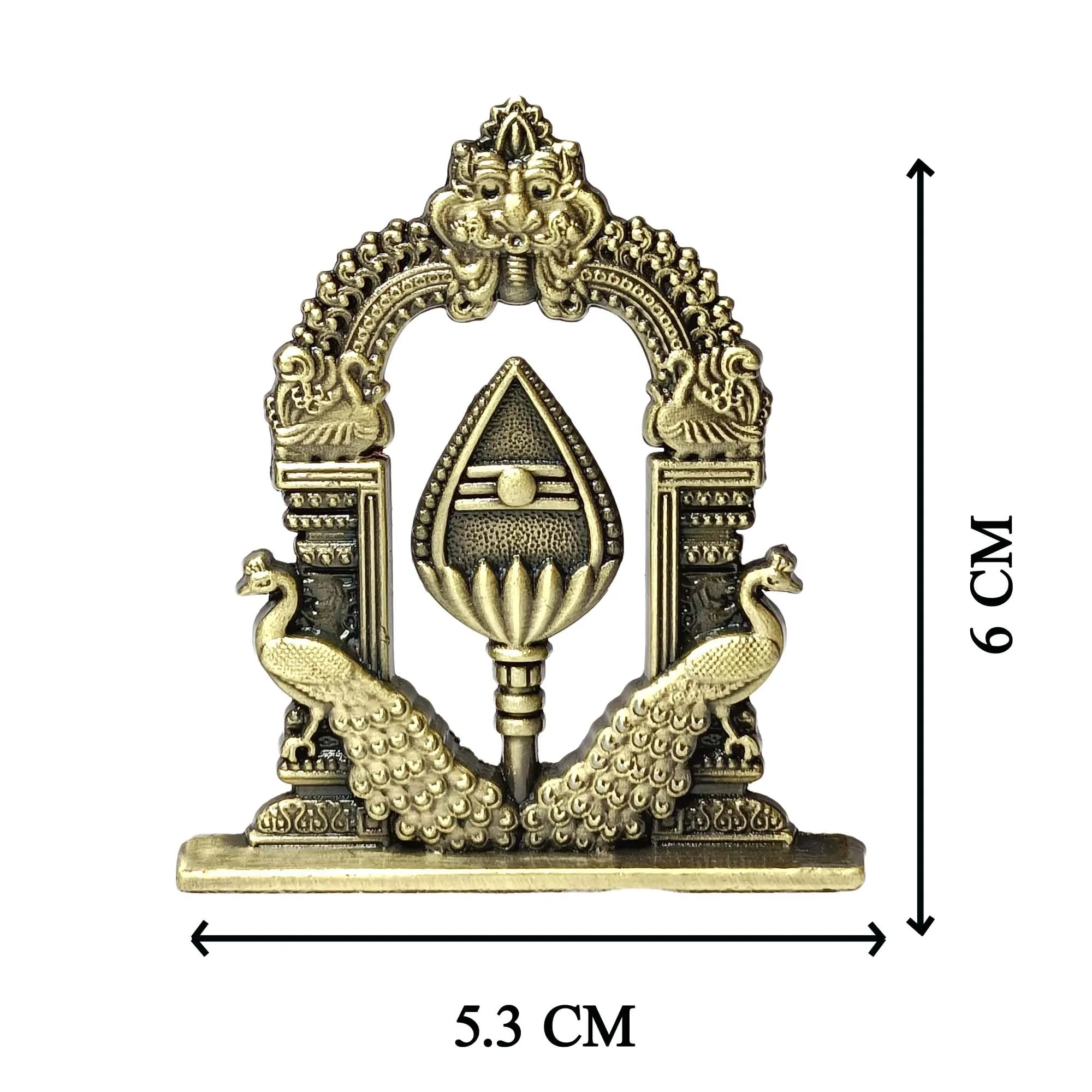 Om vel with Double Side Peacock and Arch | om Idol for car Dashboard | Pooja Room and Office Room | Vel with Stand | Lord Murugan OM Vel for Decorative and Gift Item (Size: 6cm)