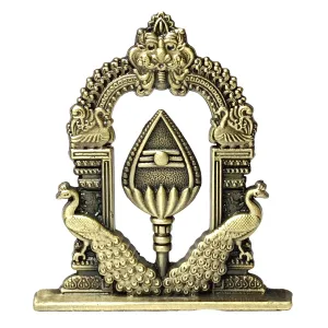 Om vel with Double Side Peacock and Arch | om Idol for car Dashboard | Pooja Room and Office Room | Vel with Stand | Lord Murugan OM Vel for Decorative and Gift Item (Size: 6cm)
