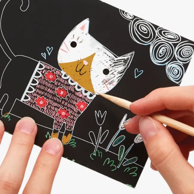 ooly mini scratch   scribble - cutie cats