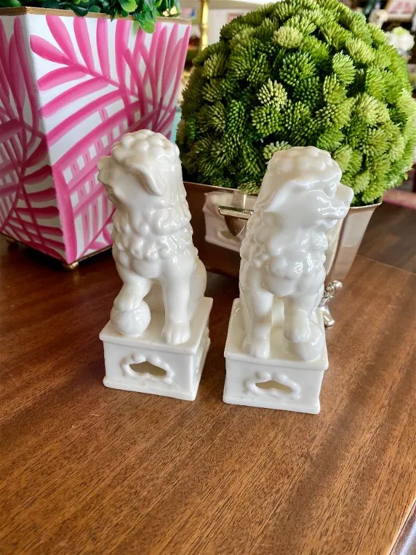 Pair Blanc de Chin Foo Dogs Vintage Japan