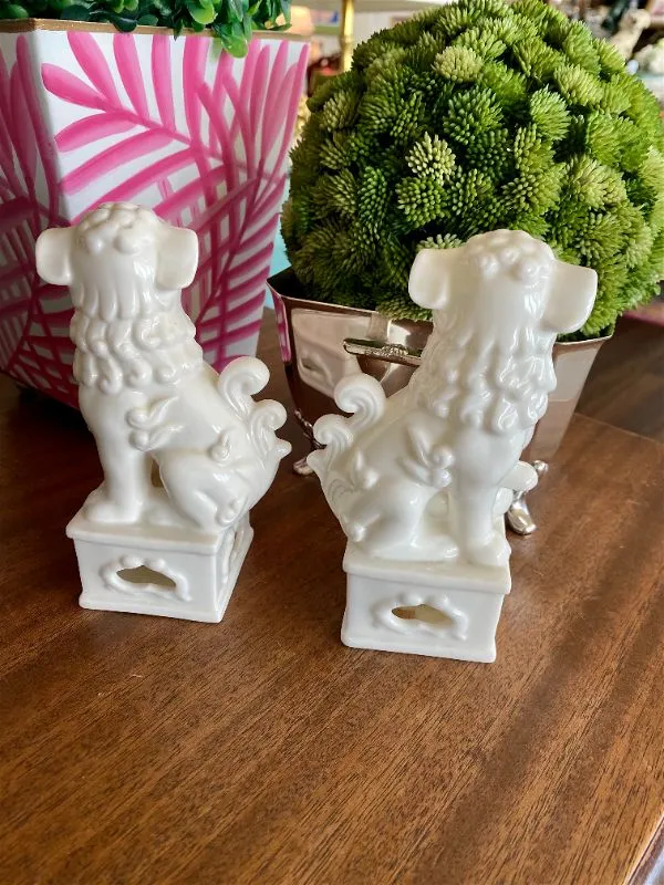 Pair Blanc de Chin Foo Dogs Vintage Japan