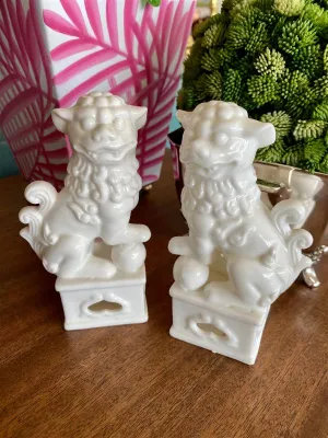 Pair Blanc de Chin Foo Dogs Vintage Japan