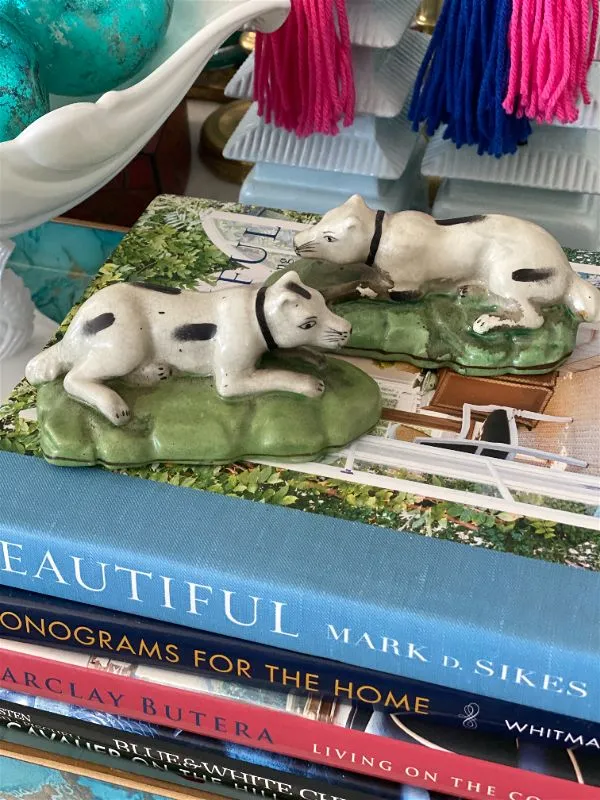 Pair of reproduction staffordshire style dog figurines