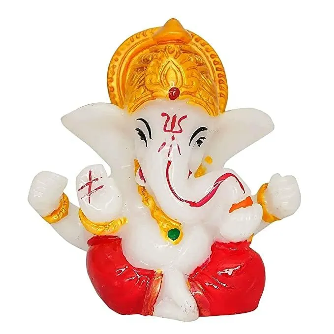 perpetual Ganesh Idol for Car Dashboard - Beautiful Ganapati Idol for Home Decor, Office Desk, Diwali Gifts Polyresin Figurine(M1)