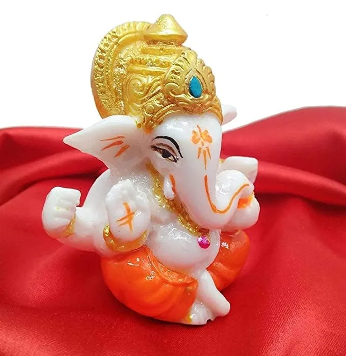 perpetual Ganesh Idol for Car Dashboard - Beautiful Ganapati Idol for Home Decor, Office Desk, Diwali Gifts Polyresin Figurine(M1)