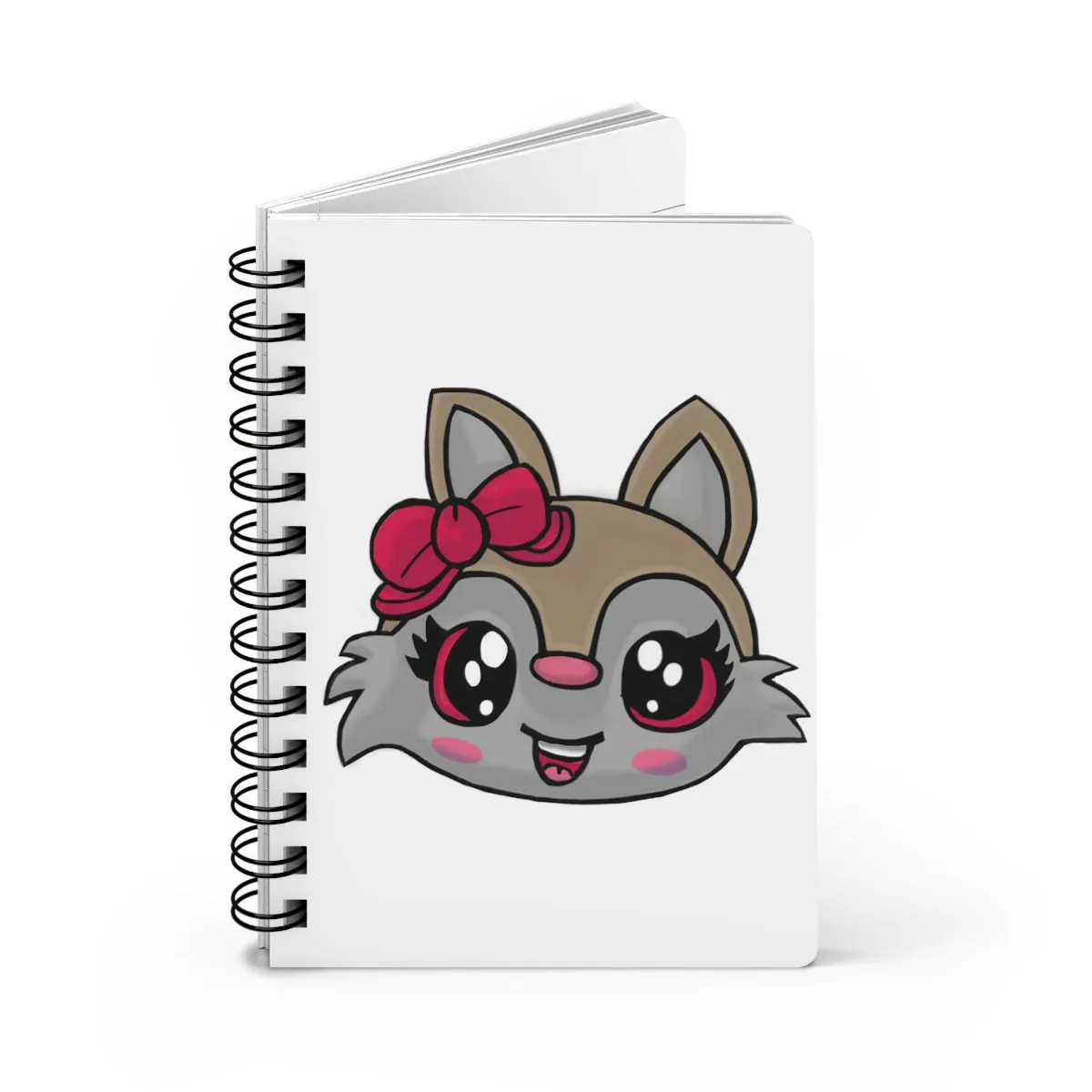 Pink Ribbon and Brown Kitty Head Spiral Bound Journal